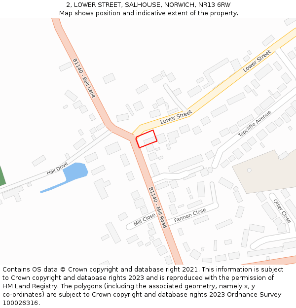 2, LOWER STREET, SALHOUSE, NORWICH, NR13 6RW: Location map and indicative extent of plot