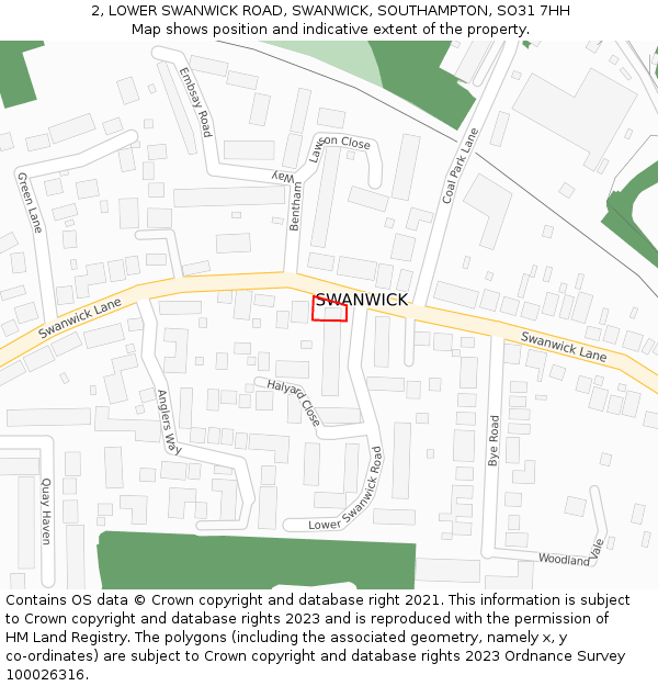 2, LOWER SWANWICK ROAD, SWANWICK, SOUTHAMPTON, SO31 7HH: Location map and indicative extent of plot