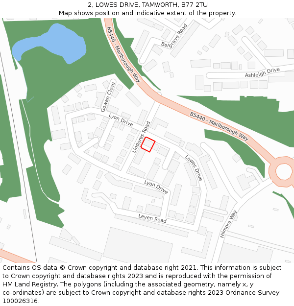 2, LOWES DRIVE, TAMWORTH, B77 2TU: Location map and indicative extent of plot