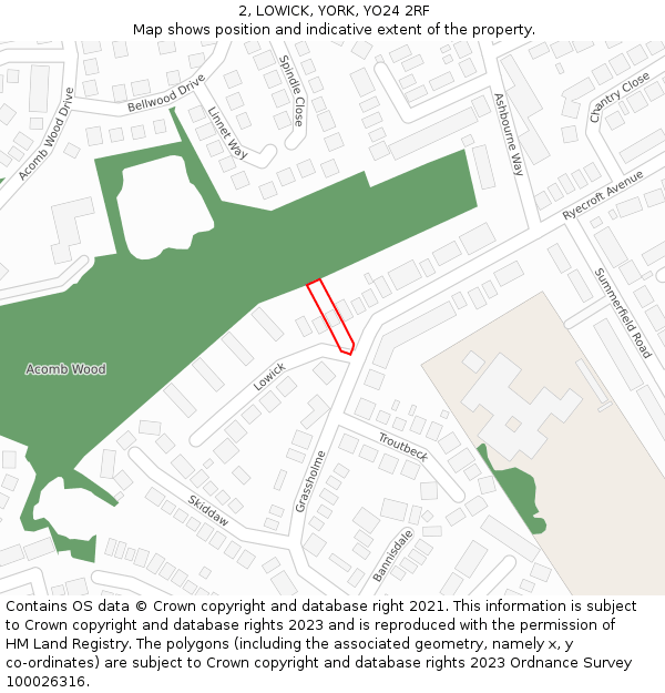 2, LOWICK, YORK, YO24 2RF: Location map and indicative extent of plot
