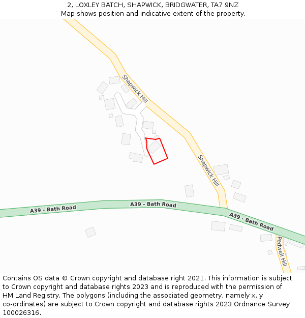 2, LOXLEY BATCH, SHAPWICK, BRIDGWATER, TA7 9NZ: Location map and indicative extent of plot