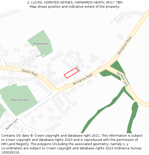 2, LUCAS, HORSTED KEYNES, HAYWARDS HEATH, RH17 7BN: Location map and indicative extent of plot