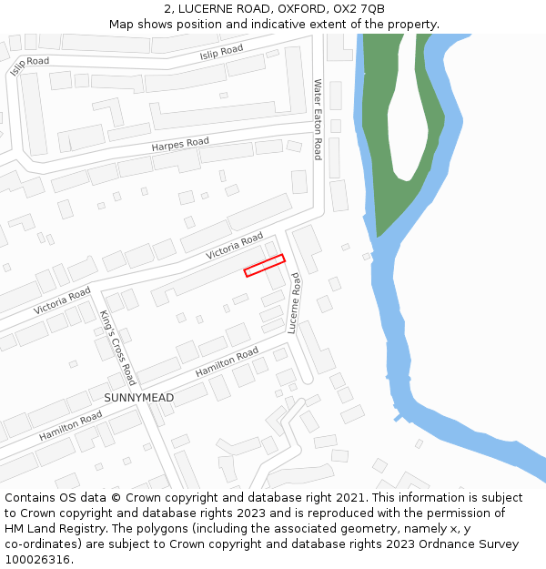 2, LUCERNE ROAD, OXFORD, OX2 7QB: Location map and indicative extent of plot