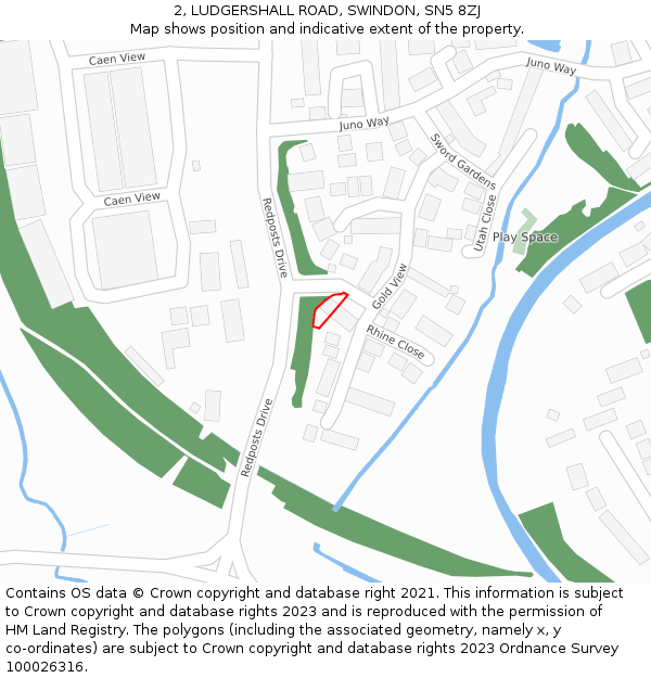 2, LUDGERSHALL ROAD, SWINDON, SN5 8ZJ: Location map and indicative extent of plot