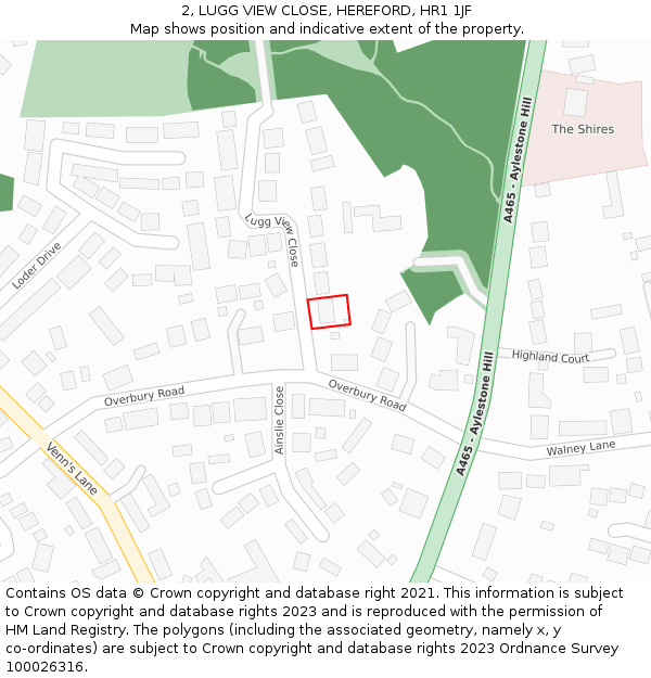 2, LUGG VIEW CLOSE, HEREFORD, HR1 1JF: Location map and indicative extent of plot