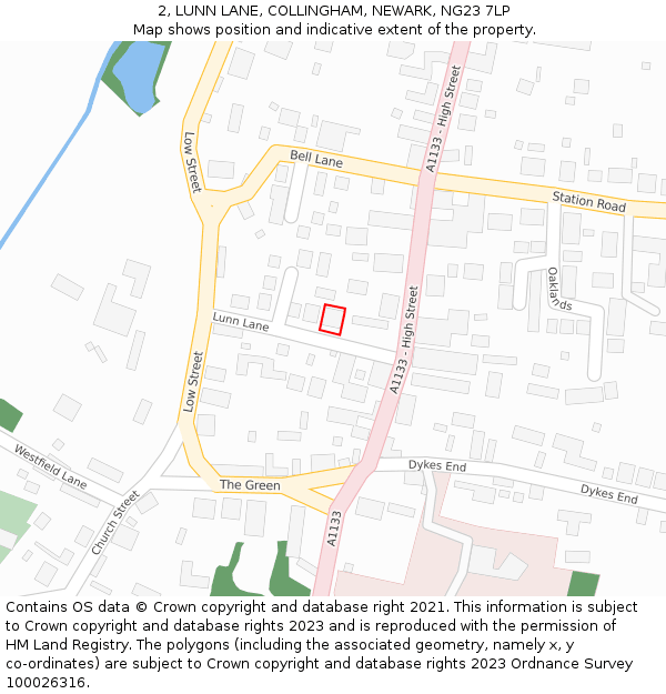 2, LUNN LANE, COLLINGHAM, NEWARK, NG23 7LP: Location map and indicative extent of plot