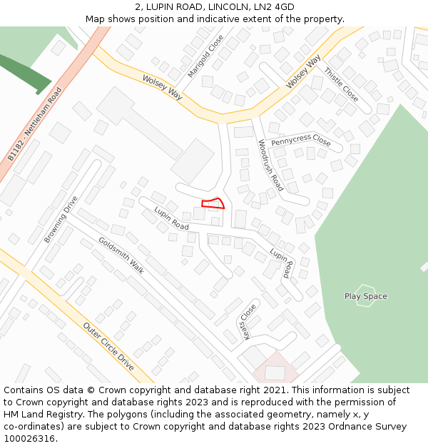 2, LUPIN ROAD, LINCOLN, LN2 4GD: Location map and indicative extent of plot