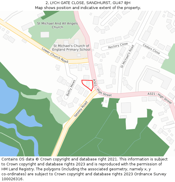 2, LYCH GATE CLOSE, SANDHURST, GU47 8JH: Location map and indicative extent of plot