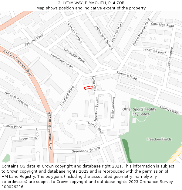 2, LYDIA WAY, PLYMOUTH, PL4 7QR: Location map and indicative extent of plot