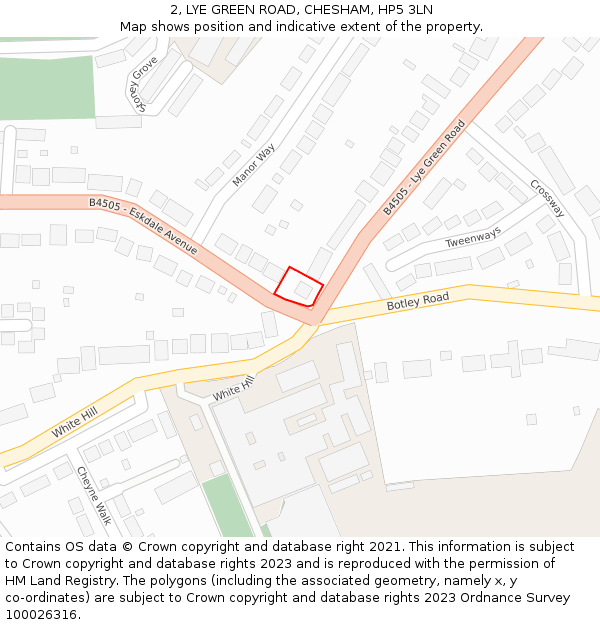 2, LYE GREEN ROAD, CHESHAM, HP5 3LN: Location map and indicative extent of plot
