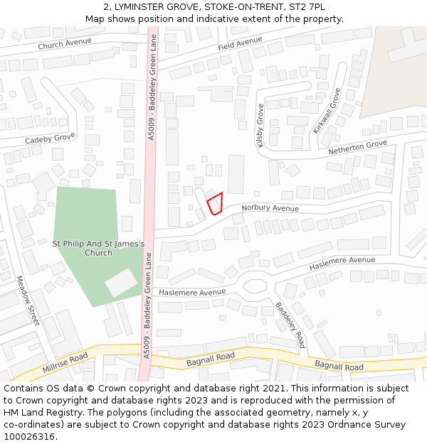 2, LYMINSTER GROVE, STOKE-ON-TRENT, ST2 7PL: Location map and indicative extent of plot