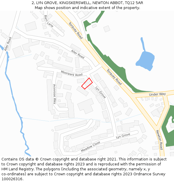 2, LYN GROVE, KINGSKERSWELL, NEWTON ABBOT, TQ12 5AR: Location map and indicative extent of plot