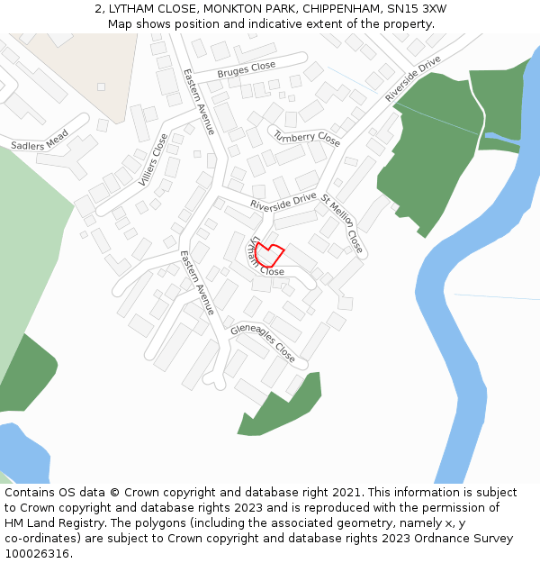 2, LYTHAM CLOSE, MONKTON PARK, CHIPPENHAM, SN15 3XW: Location map and indicative extent of plot