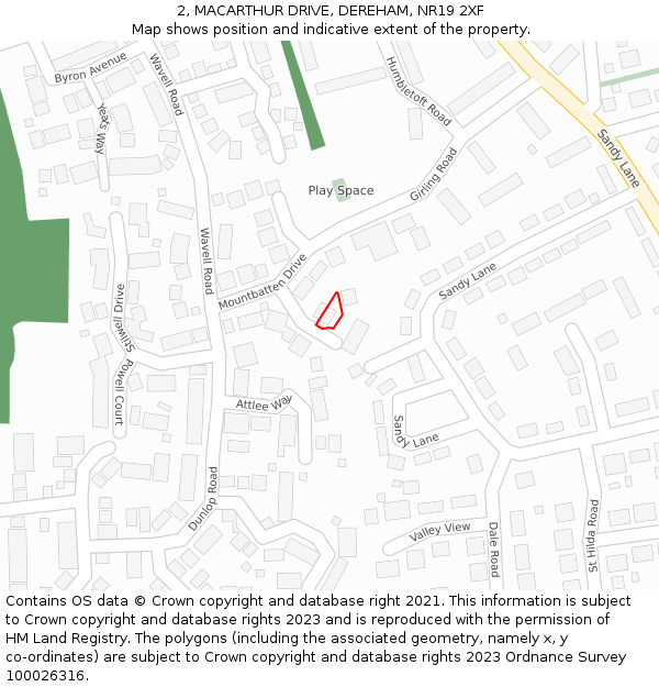 2, MACARTHUR DRIVE, DEREHAM, NR19 2XF: Location map and indicative extent of plot