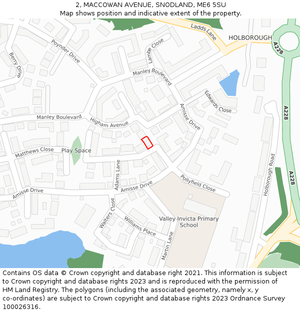 2, MACCOWAN AVENUE, SNODLAND, ME6 5SU: Location map and indicative extent of plot