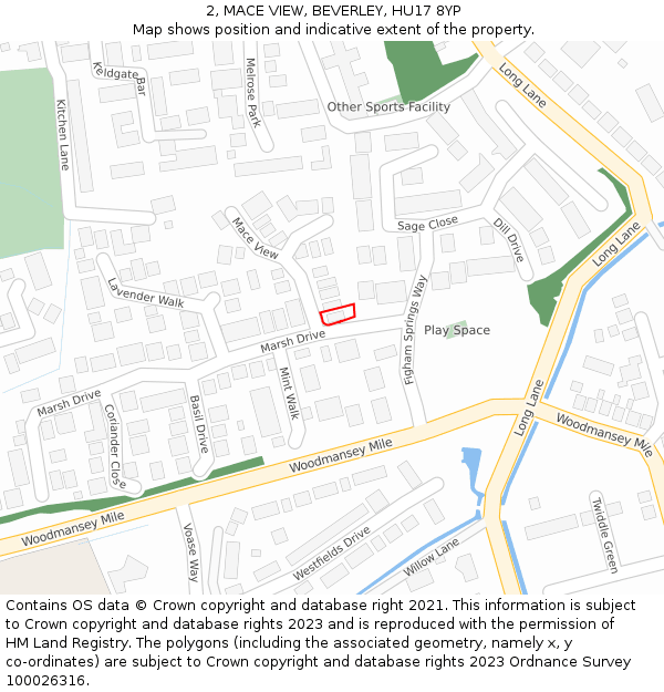 2, MACE VIEW, BEVERLEY, HU17 8YP: Location map and indicative extent of plot