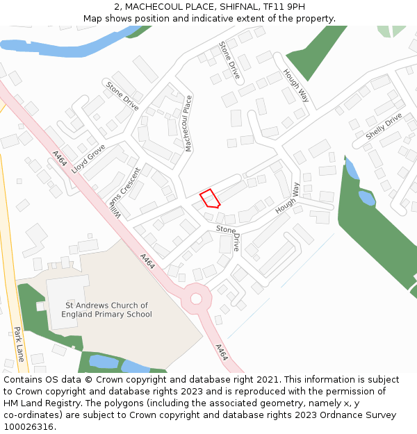 2, MACHECOUL PLACE, SHIFNAL, TF11 9PH: Location map and indicative extent of plot