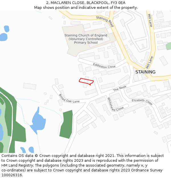 2, MACLAREN CLOSE, BLACKPOOL, FY3 0EA: Location map and indicative extent of plot