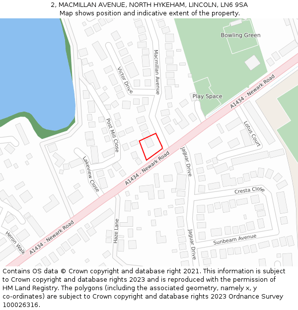 2, MACMILLAN AVENUE, NORTH HYKEHAM, LINCOLN, LN6 9SA: Location map and indicative extent of plot