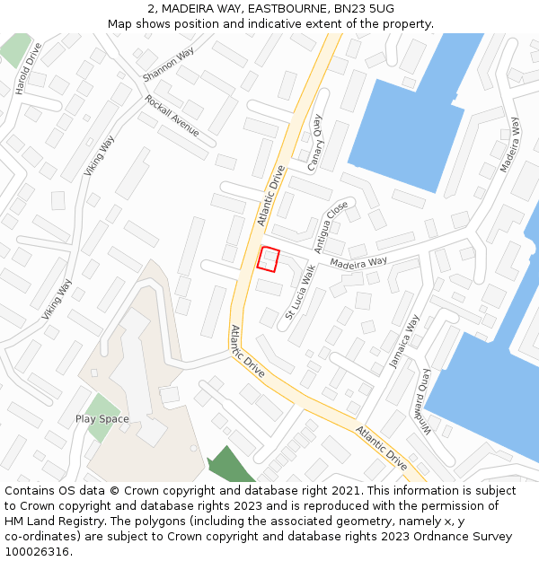 2, MADEIRA WAY, EASTBOURNE, BN23 5UG: Location map and indicative extent of plot