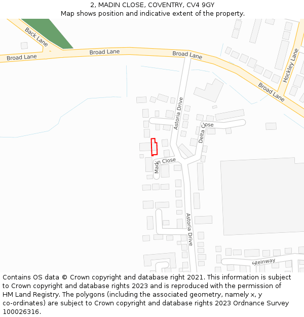 2, MADIN CLOSE, COVENTRY, CV4 9GY: Location map and indicative extent of plot