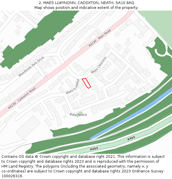 2, MAES LLWYNONN, CADOXTON, NEATH, SA10 8AQ: Location map and indicative extent of plot