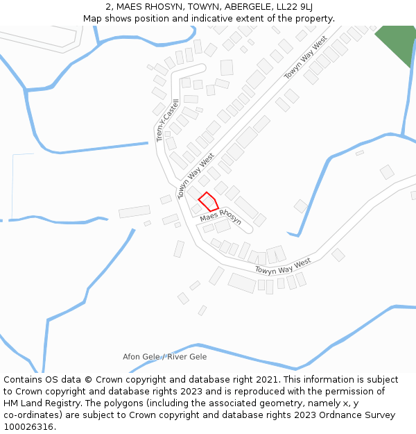 2, MAES RHOSYN, TOWYN, ABERGELE, LL22 9LJ: Location map and indicative extent of plot
