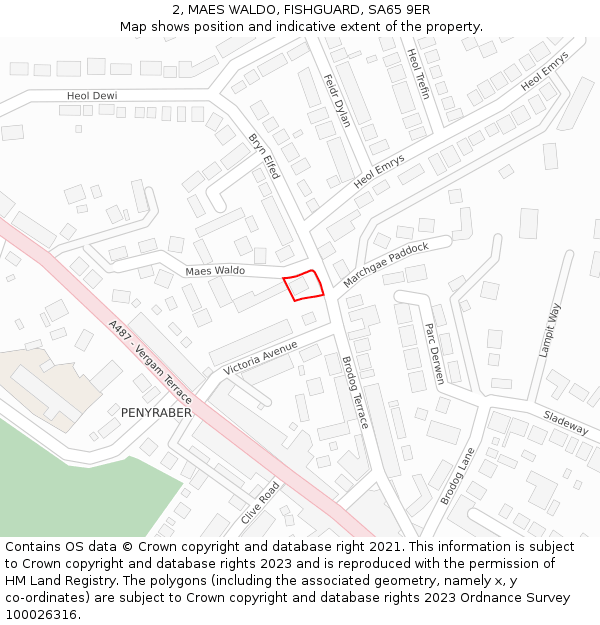 2, MAES WALDO, FISHGUARD, SA65 9ER: Location map and indicative extent of plot