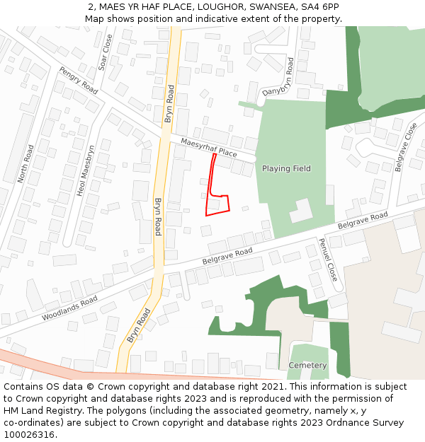 2, MAES YR HAF PLACE, LOUGHOR, SWANSEA, SA4 6PP: Location map and indicative extent of plot