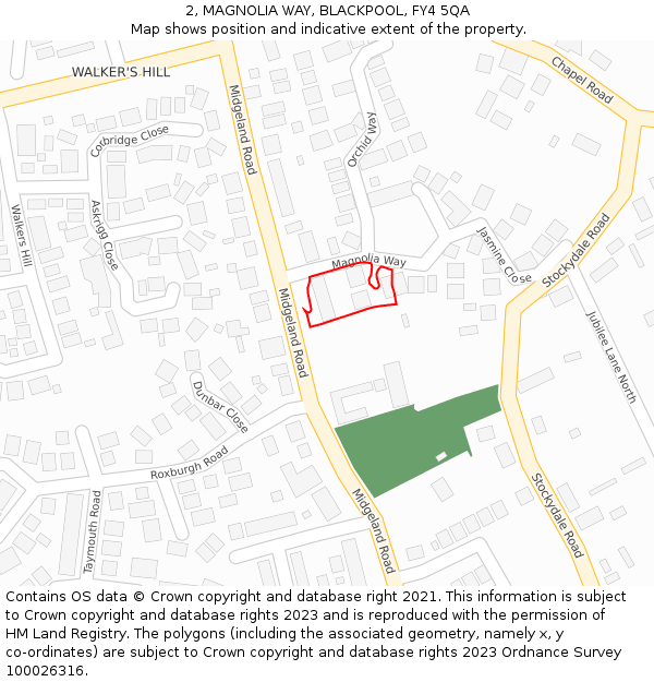 2, MAGNOLIA WAY, BLACKPOOL, FY4 5QA: Location map and indicative extent of plot