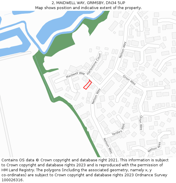 2, MAIDWELL WAY, GRIMSBY, DN34 5UP: Location map and indicative extent of plot