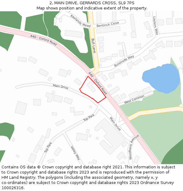 2, MAIN DRIVE, GERRARDS CROSS, SL9 7PS: Location map and indicative extent of plot