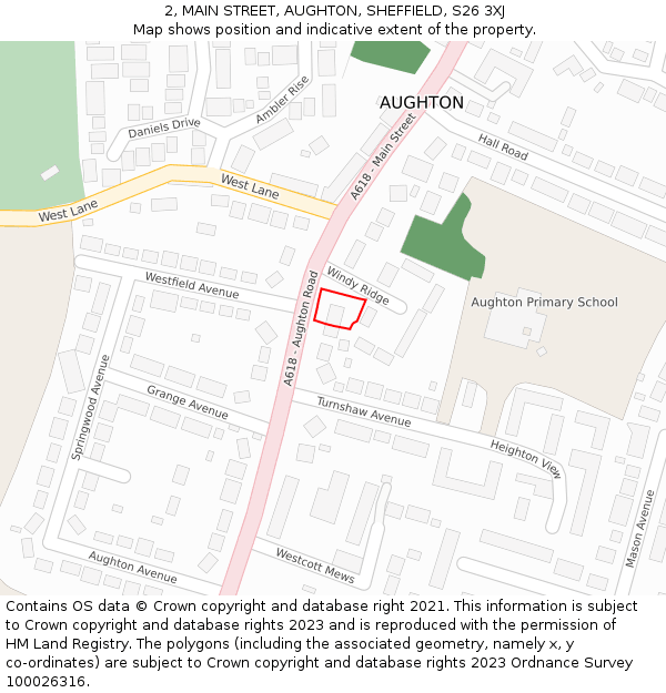 2, MAIN STREET, AUGHTON, SHEFFIELD, S26 3XJ: Location map and indicative extent of plot