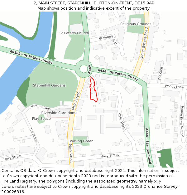 2, MAIN STREET, STAPENHILL, BURTON-ON-TRENT, DE15 9AP: Location map and indicative extent of plot
