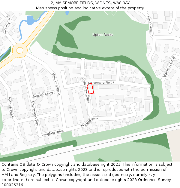 2, MAISEMORE FIELDS, WIDNES, WA8 9AY: Location map and indicative extent of plot
