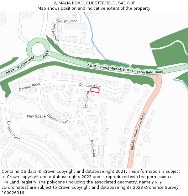 2, MALIA ROAD, CHESTERFIELD, S41 0UF: Location map and indicative extent of plot