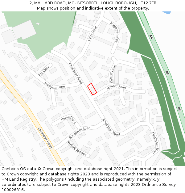 2, MALLARD ROAD, MOUNTSORREL, LOUGHBOROUGH, LE12 7FR: Location map and indicative extent of plot