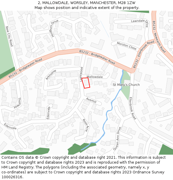 2, MALLOWDALE, WORSLEY, MANCHESTER, M28 1ZW: Location map and indicative extent of plot