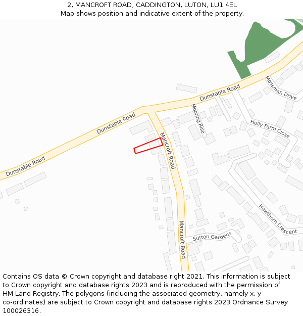 2, MANCROFT ROAD, CADDINGTON, LUTON, LU1 4EL: Location map and indicative extent of plot