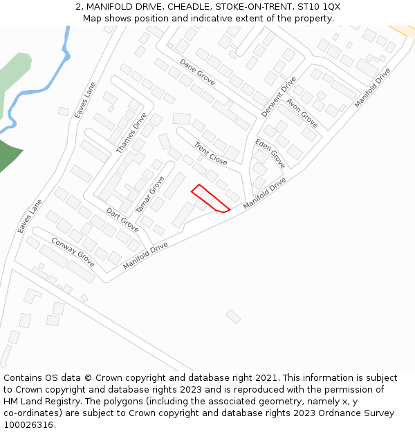 2, MANIFOLD DRIVE, CHEADLE, STOKE-ON-TRENT, ST10 1QX: Location map and indicative extent of plot