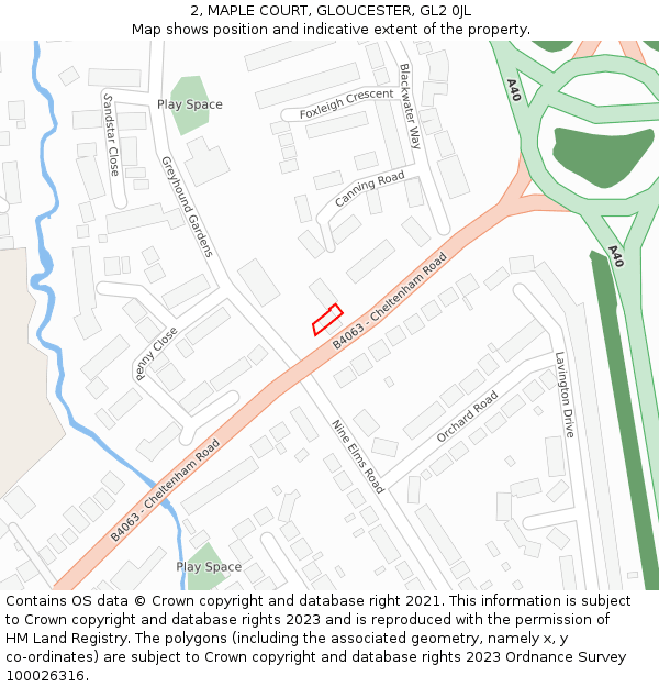 2, MAPLE COURT, GLOUCESTER, GL2 0JL: Location map and indicative extent of plot