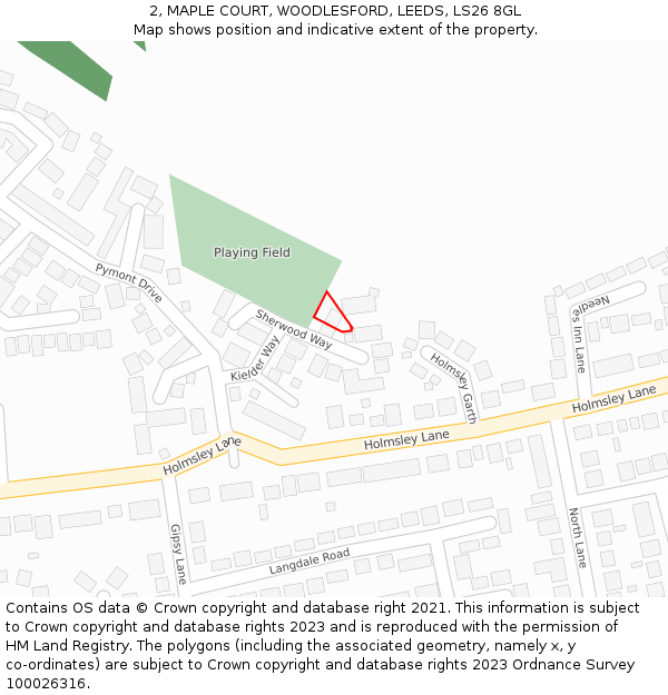 2, MAPLE COURT, WOODLESFORD, LEEDS, LS26 8GL: Location map and indicative extent of plot