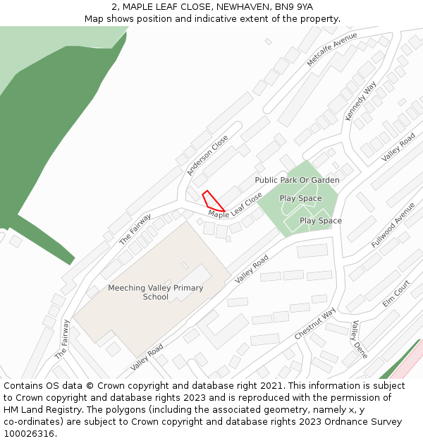 2, MAPLE LEAF CLOSE, NEWHAVEN, BN9 9YA: Location map and indicative extent of plot