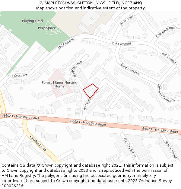 2, MAPLETON WAY, SUTTON-IN-ASHFIELD, NG17 4NQ: Location map and indicative extent of plot