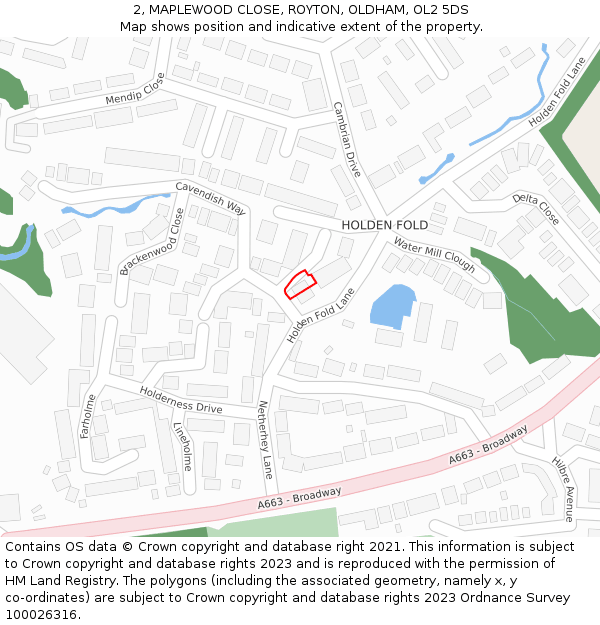 2, MAPLEWOOD CLOSE, ROYTON, OLDHAM, OL2 5DS: Location map and indicative extent of plot