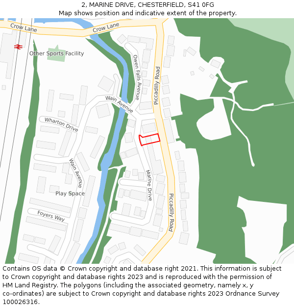 2, MARINE DRIVE, CHESTERFIELD, S41 0FG: Location map and indicative extent of plot