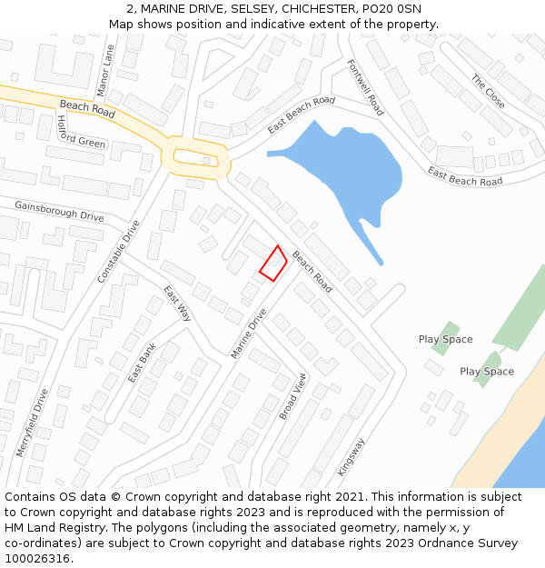 2, MARINE DRIVE, SELSEY, CHICHESTER, PO20 0SN: Location map and indicative extent of plot