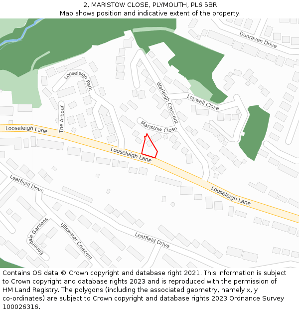 2, MARISTOW CLOSE, PLYMOUTH, PL6 5BR: Location map and indicative extent of plot