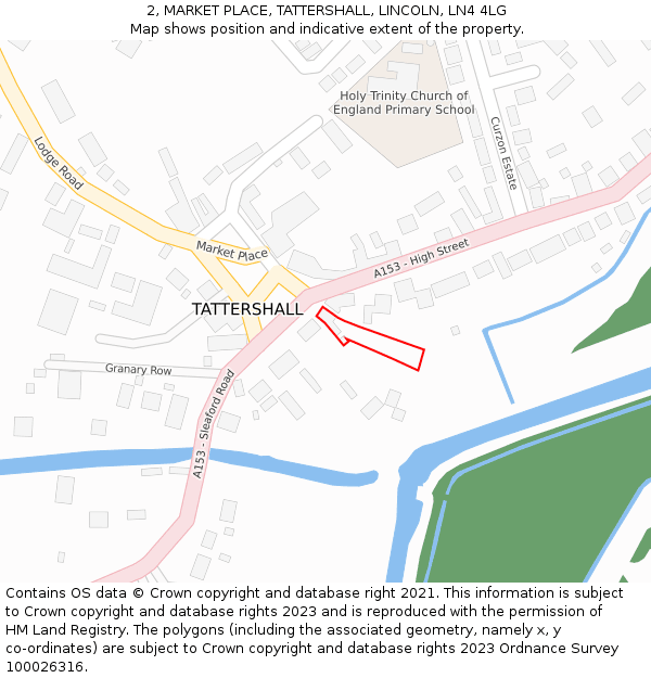 2, MARKET PLACE, TATTERSHALL, LINCOLN, LN4 4LG: Location map and indicative extent of plot