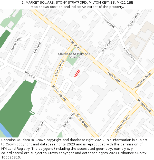 2, MARKET SQUARE, STONY STRATFORD, MILTON KEYNES, MK11 1BE: Location map and indicative extent of plot